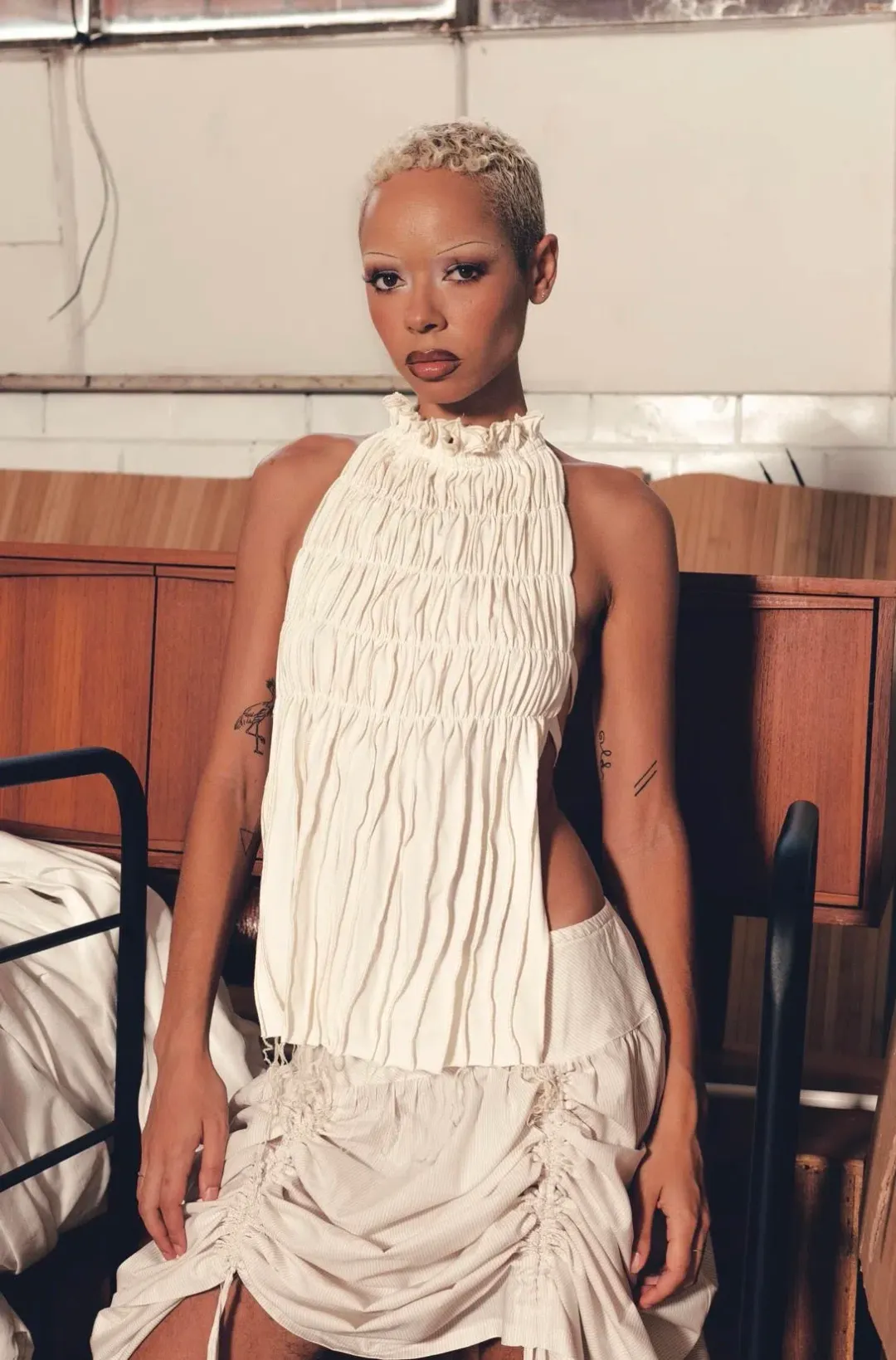 Oats The Label Seams Halter Top and Gather Skirt Set In Ivory Size AU 8 for rent on The Volte - main image