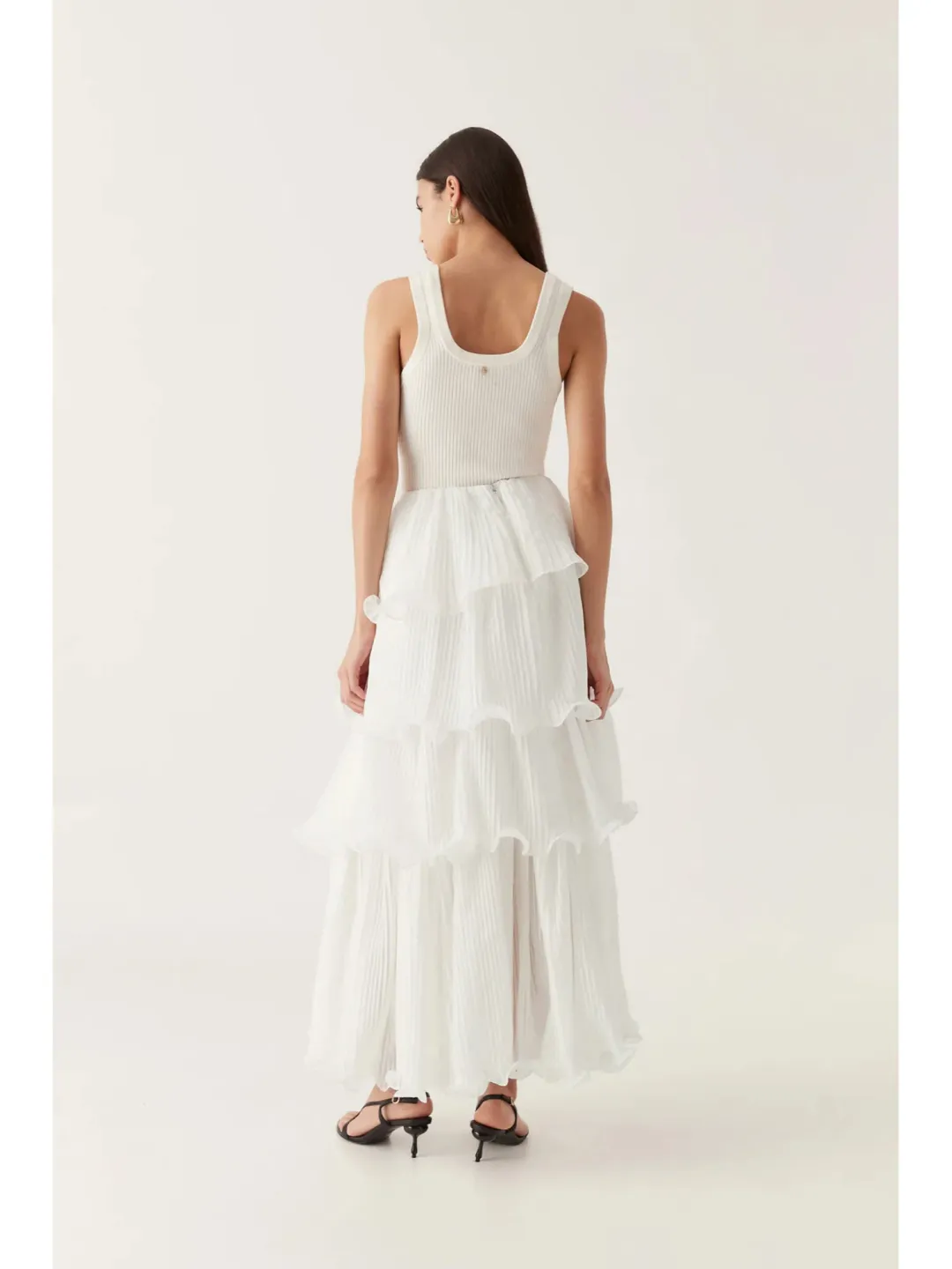 Aje Cosmos Tiered Maxi Skirt In White Size AU 8  for rent on The Volte - main image