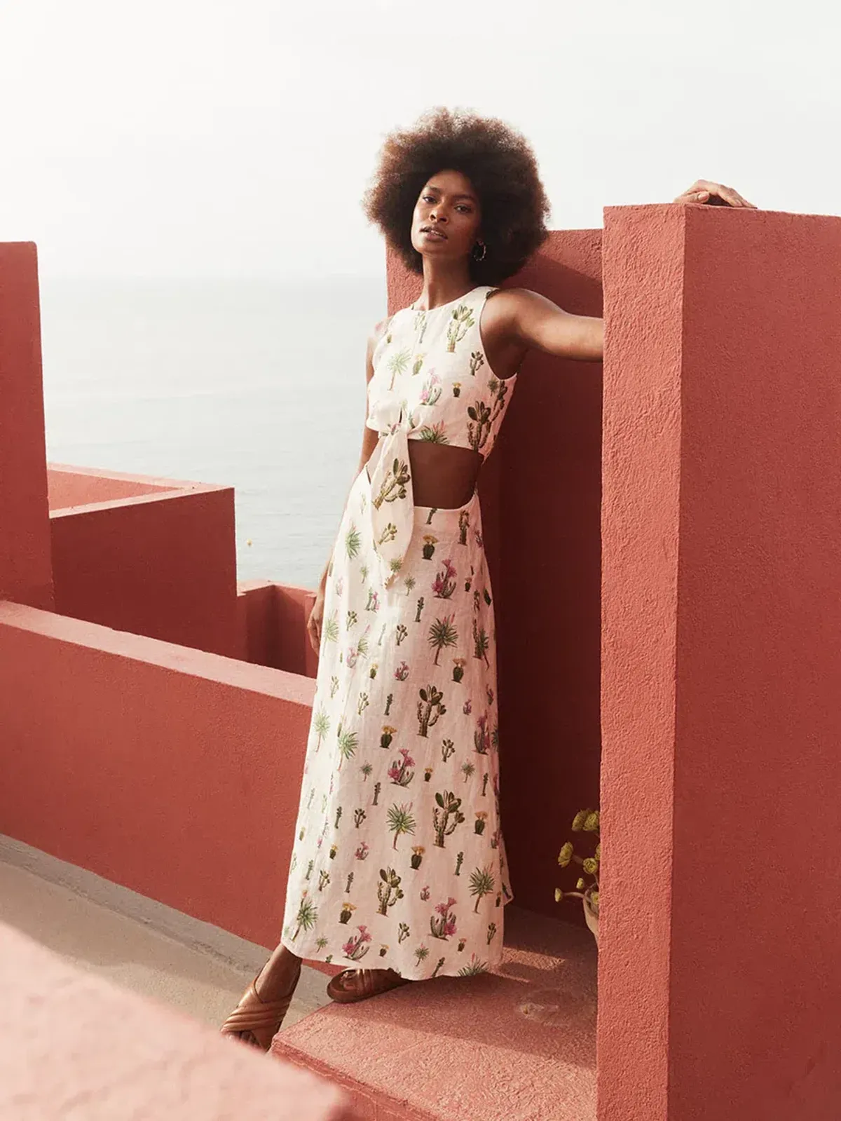 Kivari Saguaro Cut Out Maxi Dress in Print Size AU 8 for rent on The Volte - main image