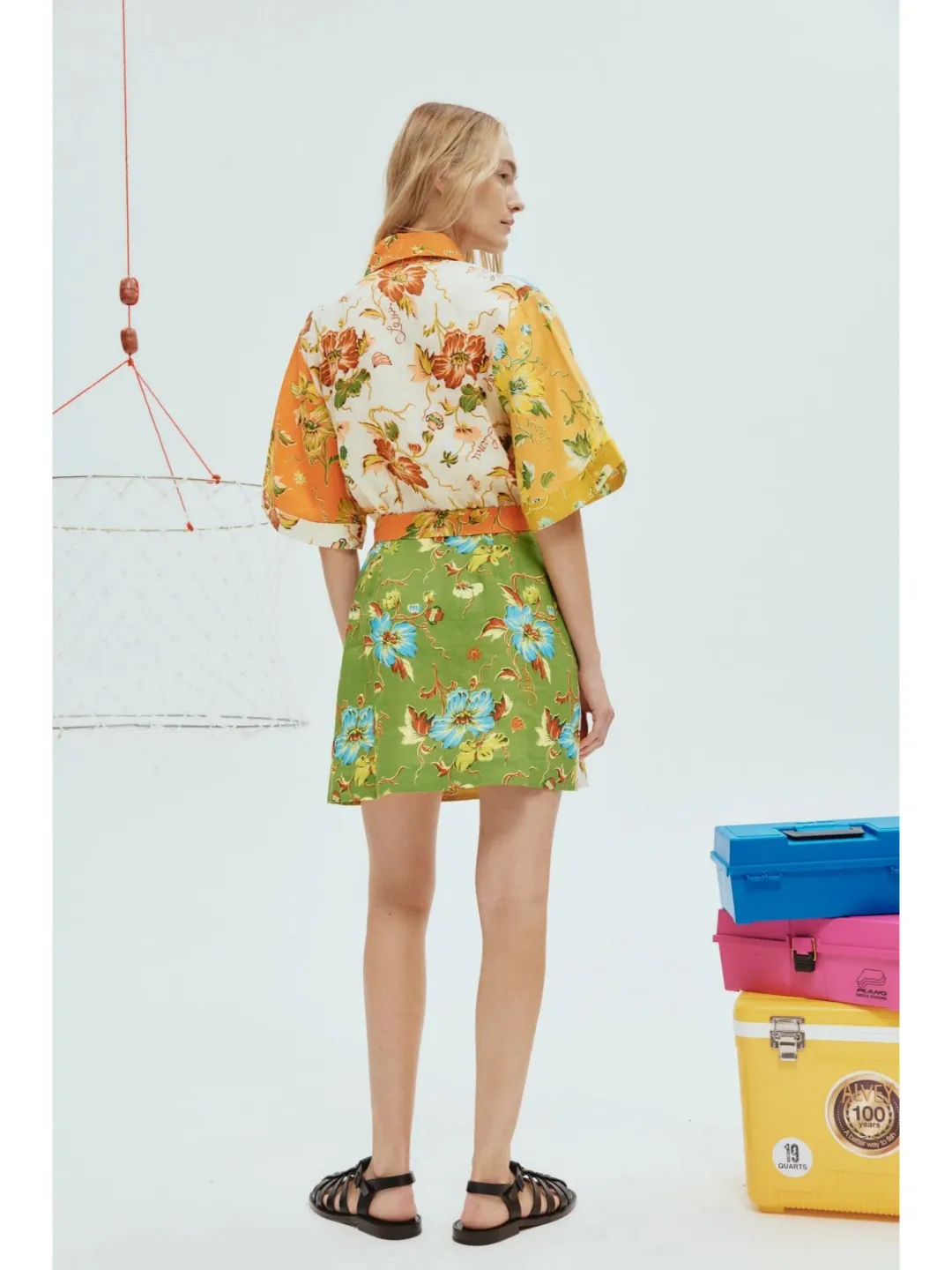 Alemais Hotel Lamu Spliced Mini Dress in Multi Size AU 12 for rent on The Volte - main image