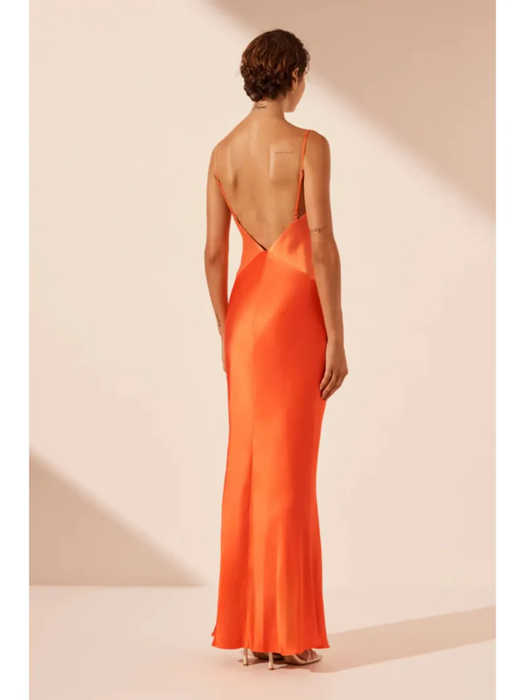 Shona Joy Mia Contrast Spliced Maxi Dress Red Orange/Hibiscus Size AU 10 for rent on The Volte - main image