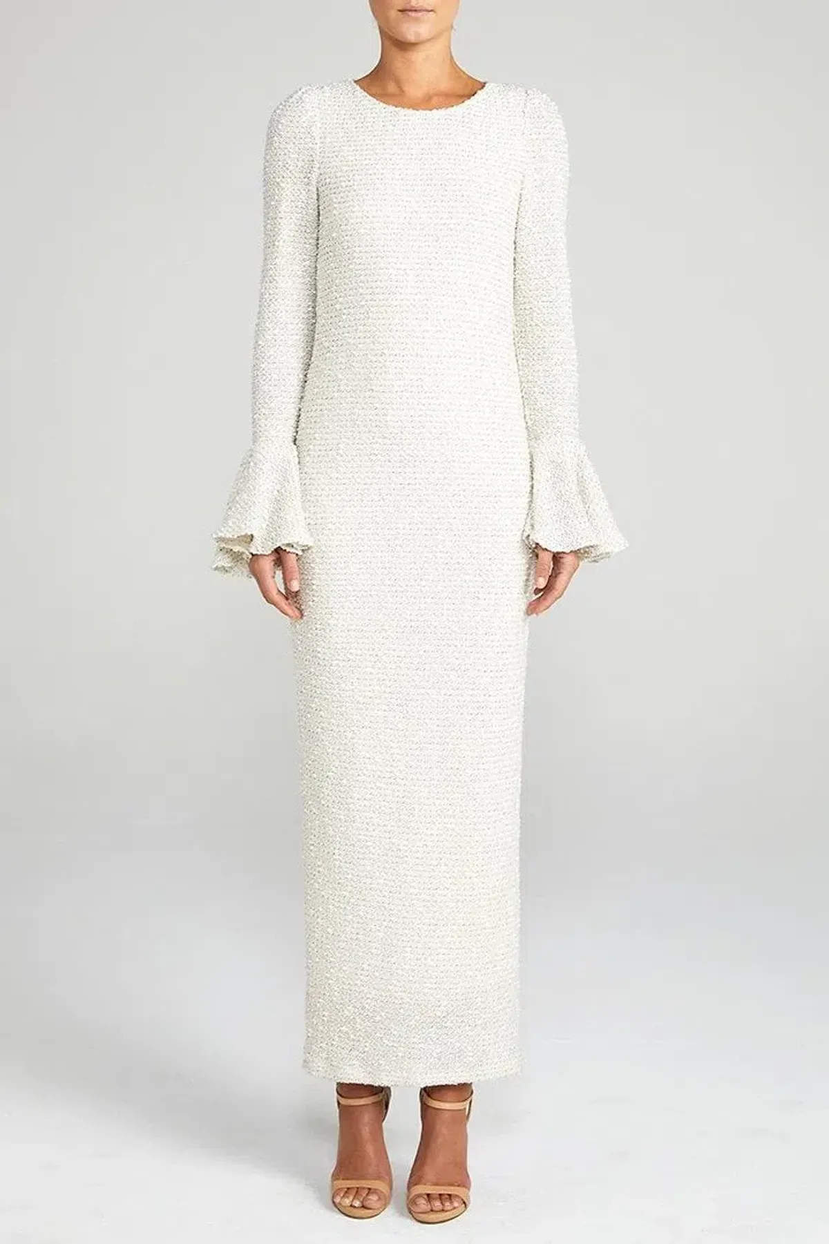 Shona Joy Aimee Frill Cuff Dress Cream Size 10 for rent on The Volte - main image