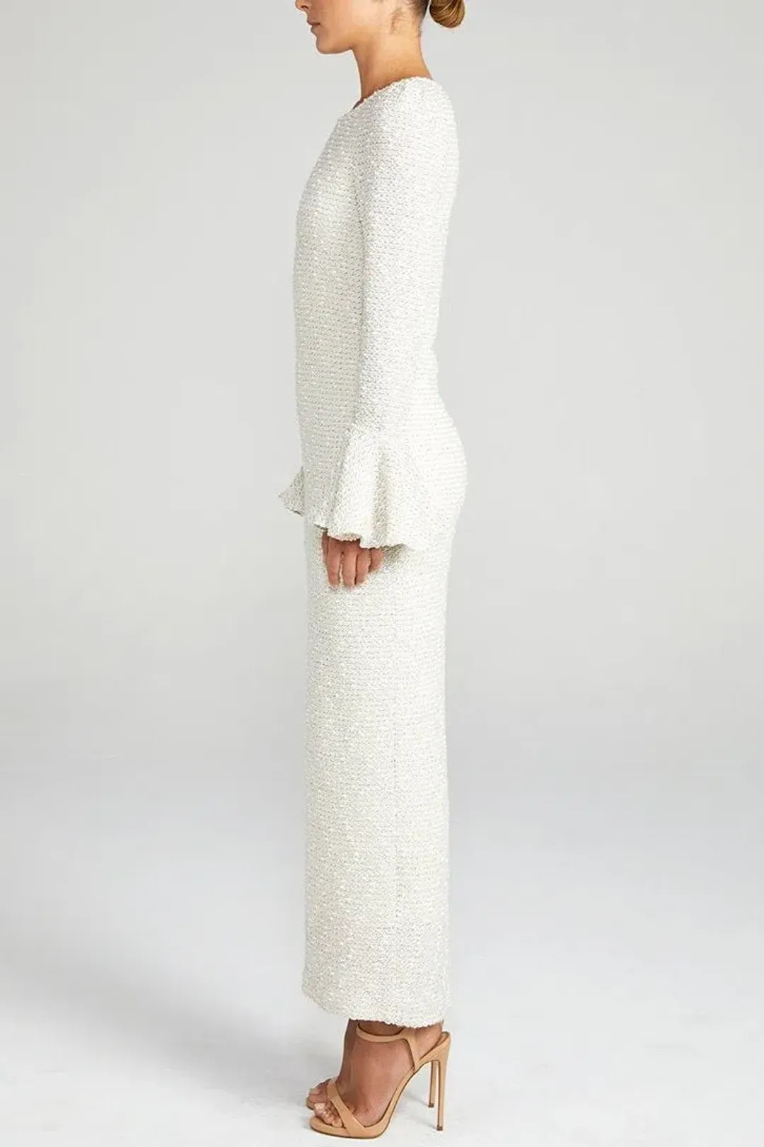 Shona Joy Aimee Frill Cuff Dress Cream Size 10 for rent on The Volte - main image