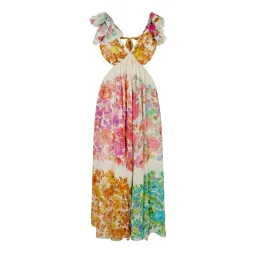 Zimmermann Raie Frill Shoulder Midi Dress Multi Floral Size 0P / AU 6 for rent on The Volte - image 6