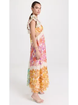 Zimmermann Raie Frill Shoulder Midi Dress Multi Floral Size 0P / AU 6 for rent on The Volte - image 2