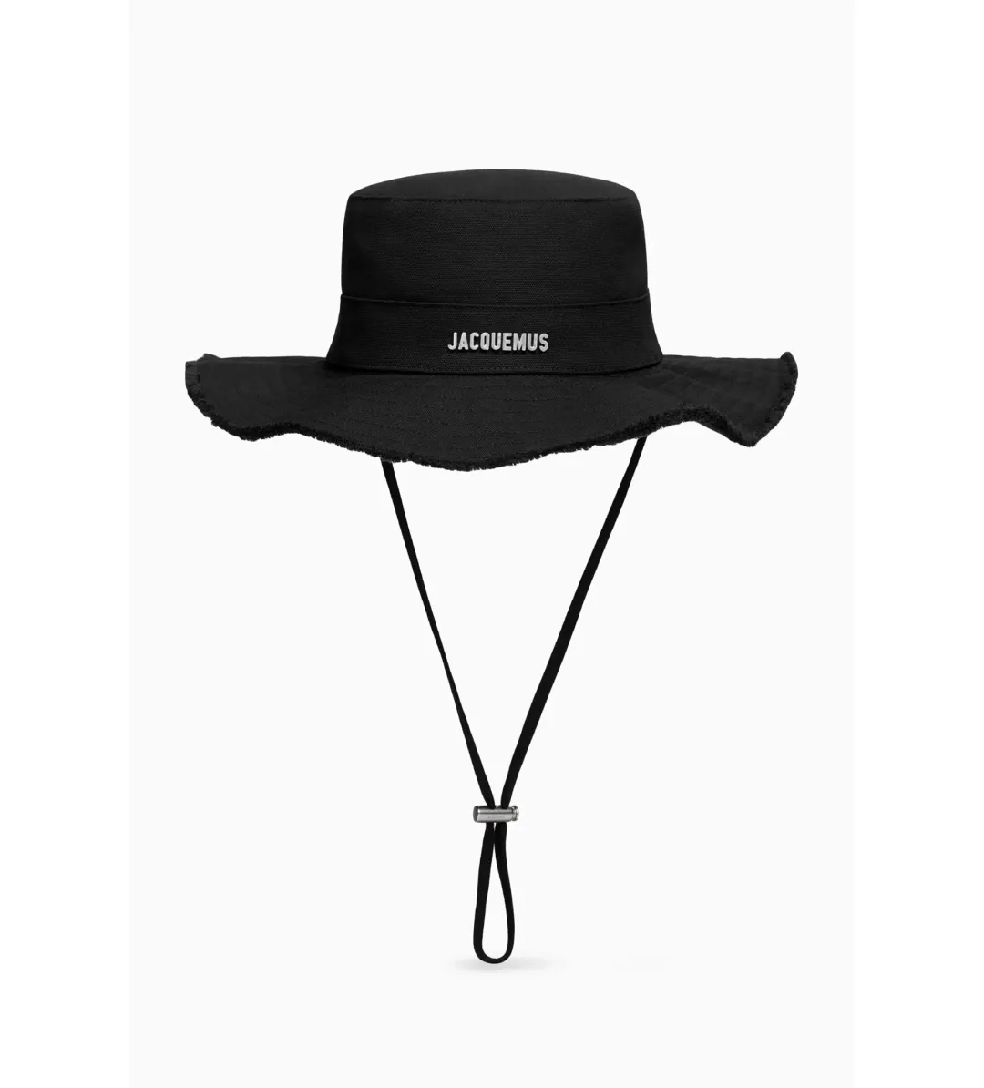 Jacquemus Le Bob Artichaut Frayed Expedition Hat in Cotton Black for rent on The Volte - main image