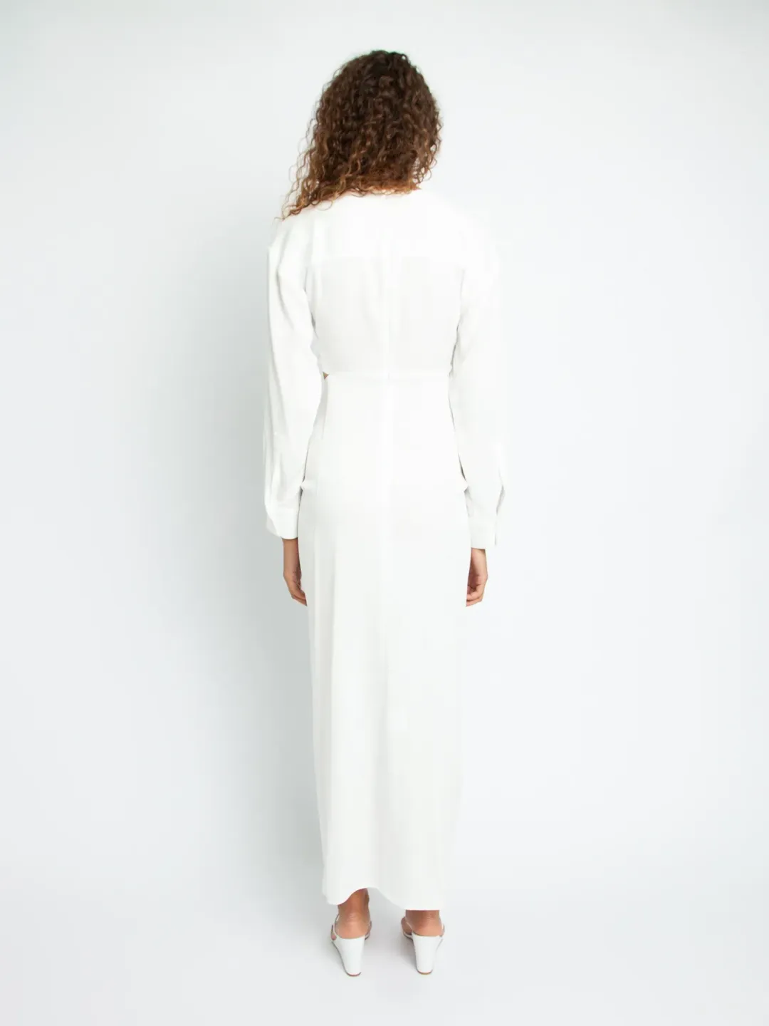 Christopher Esber Ruched Disconnect Shirt Dress White Size 10 for rent on The Volte - main image