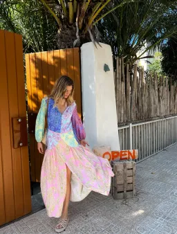 Boteh Wallpaper Maxi Smock Dress Multi Size 2 / AU 12 for rent on The Volte - image 2