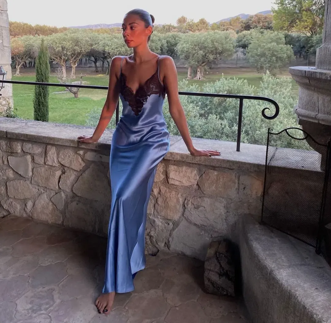 Sir The Label Danseurs Lace Slip Dress in Blue Size 0 / AU 6 for rent on The Volte - main image