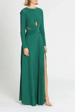 Tadashi Shoji Bollani Pintuck Cutout Gown in Forest Size 10 for rent on The Volte - image 2