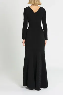 Tadashi Shoji Elias Long Sleeve Pintuck Gown in Black Size 16 for rent on The Volte - image 3