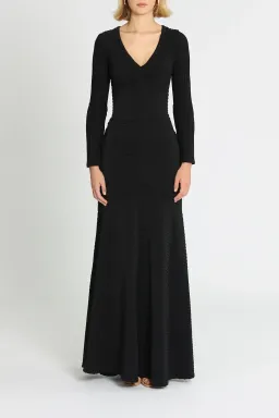 Tadashi Shoji Elias Long Sleeve Pintuck Gown in Black Size 16 for rent on The Volte - image 1