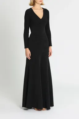 Tadashi Shoji Elias Long Sleeve Pintuck Gown in Black Size 16 for rent on The Volte - image 2