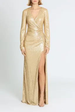 Tadashi Shoji Angelique Drape Gown Gold Size 14 for rent on The Volte - image 1