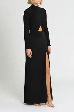 Tadashi Shoji Seneca Open Back Pintuck Gown in Black Size 10 for rent on The Volte - image 4