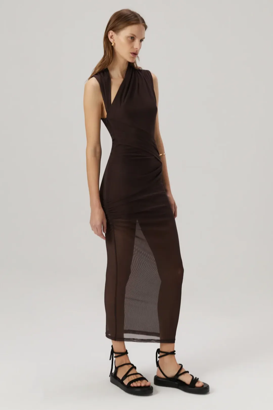MISHA Tillie Midi Dress Umber Brown Size 8 for rent on The Volte - main image