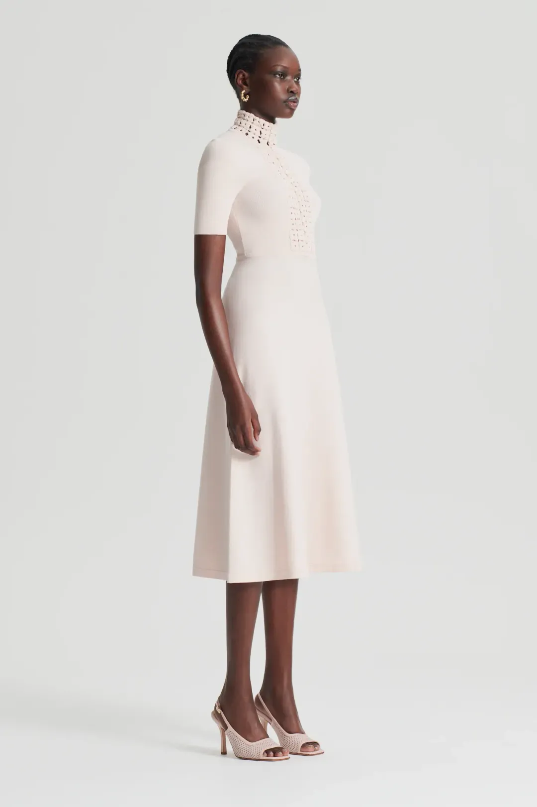 Scanlan Theodore Crepe Knit Daisy Soft Dress Blush Size L/AU 12 for rent on The Volte - main image