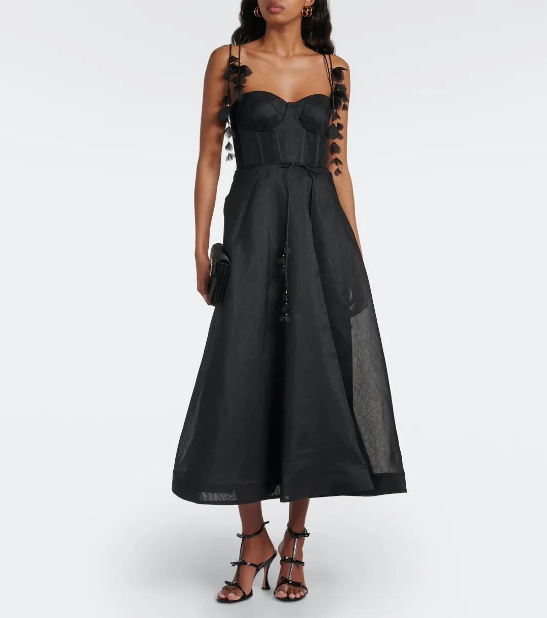 Zimmermann Natura Corset Midi Dress Black Size 0 / AU 8  for rent on The Volte - main image