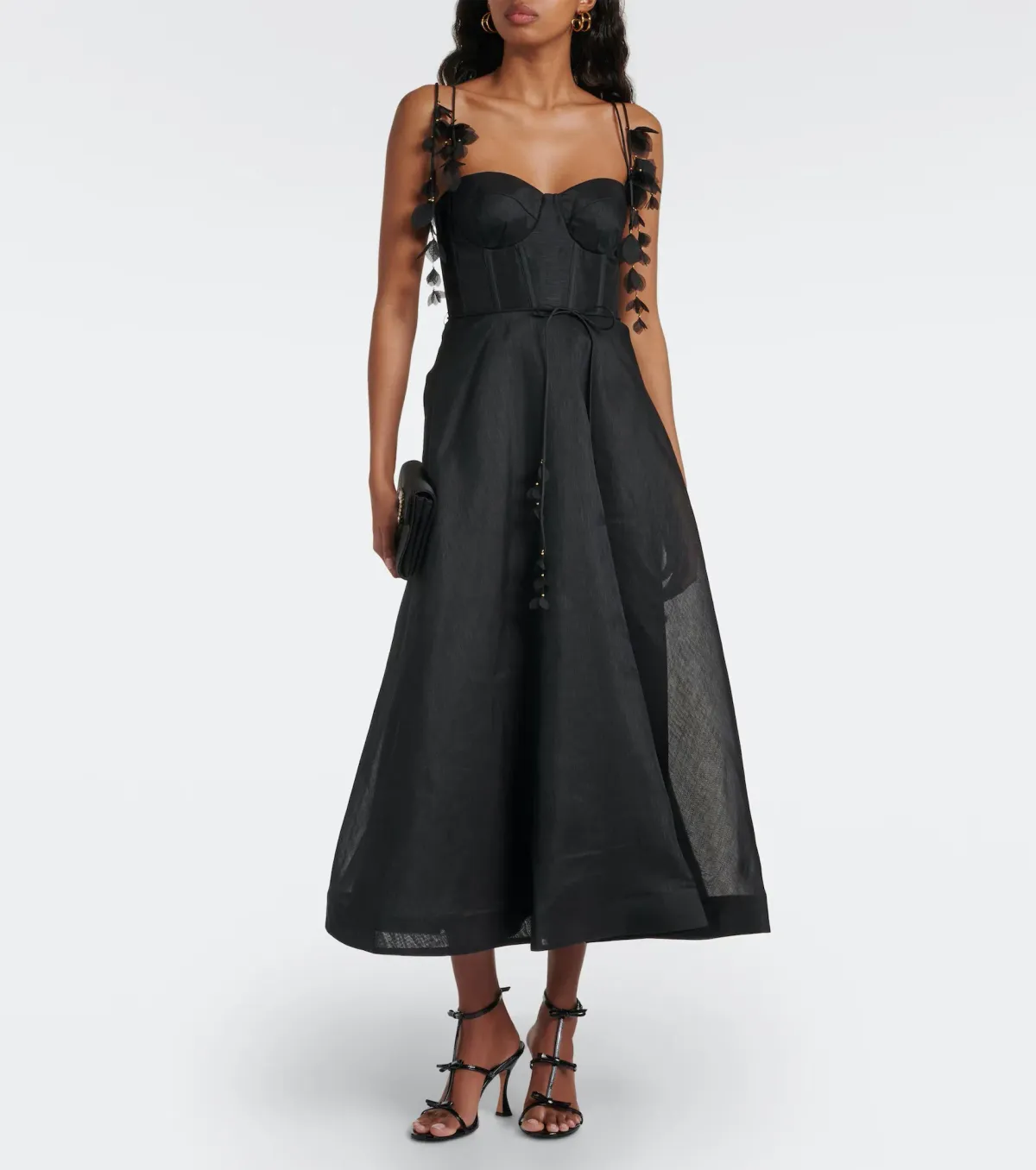 Zimmermann Natura Corset Midi Dress Black Size 0 / AU 8  for rent on The Volte - main image