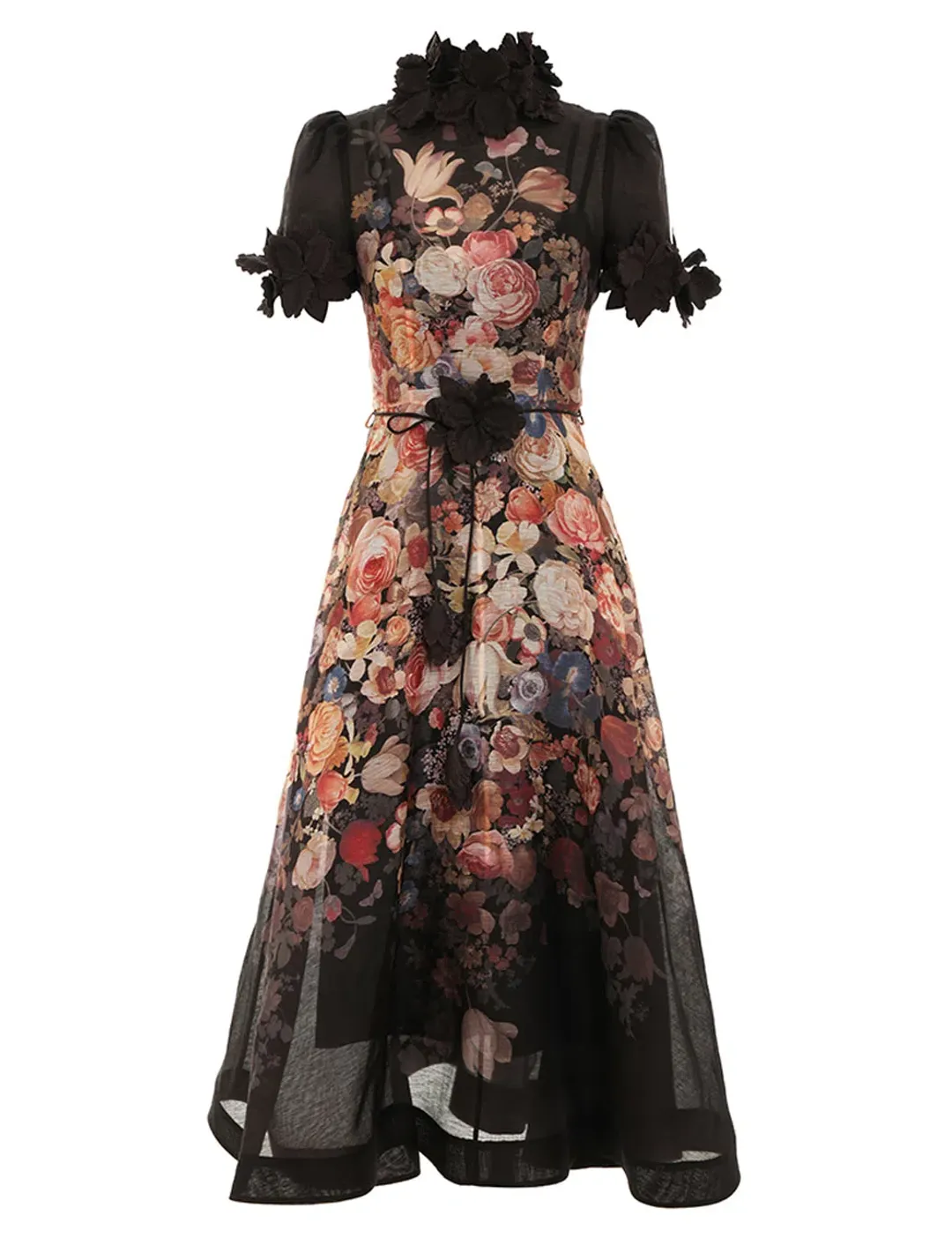 Zimmermann Luminosity Floral Midi Dress Size 16 Black for rent on The Volte - main image