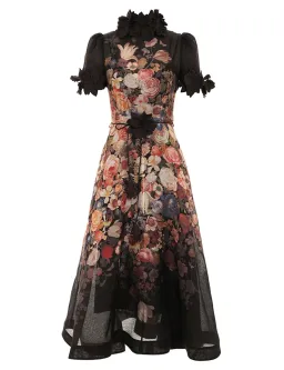 Zimmermann Luminosity Floral Midi Dress Size 16 Black for rent on The Volte - image 3