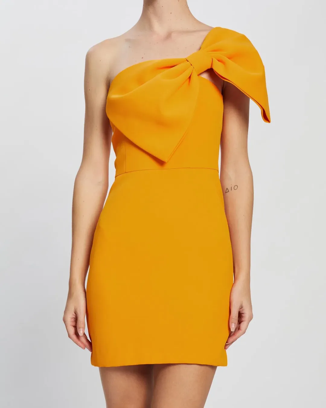 By Johnny Calypso Wrapped Up Asymmetric Mini Dress Yellow Size 6 for rent on The Volte - main image