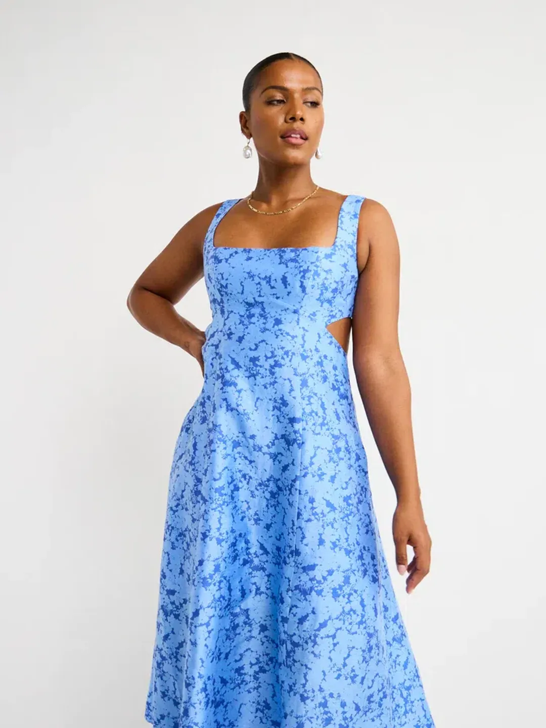 Acler  Pennant Dress in Blue Iris Floral Print Size 10 for rent on The Volte - main image