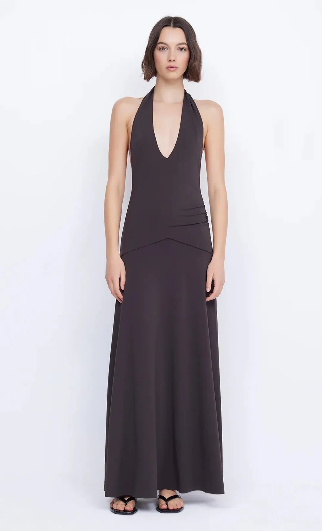 Bec & Bridge Blanche Halter Maxi Dress Espresso Brown Size 6 for rent on The Volte - main image