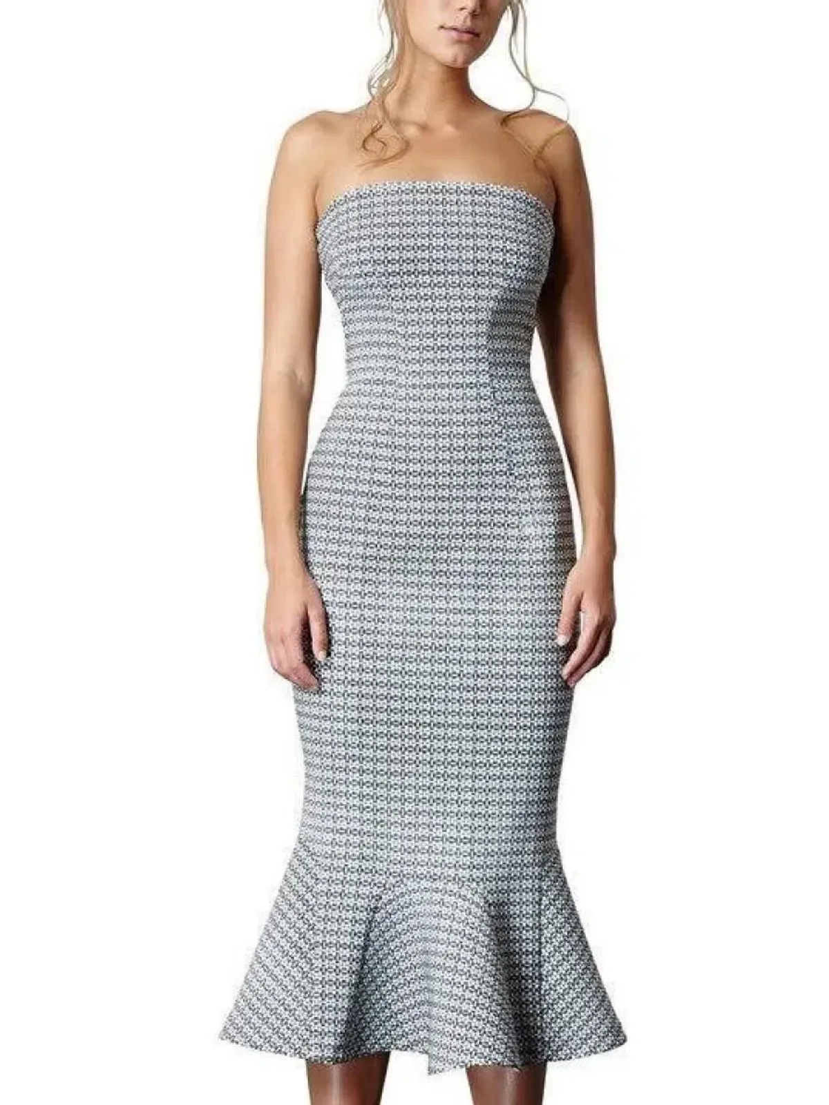 By Johnny Raffia Drop Flair Dress Print Size XS for rent on The Volte - main image