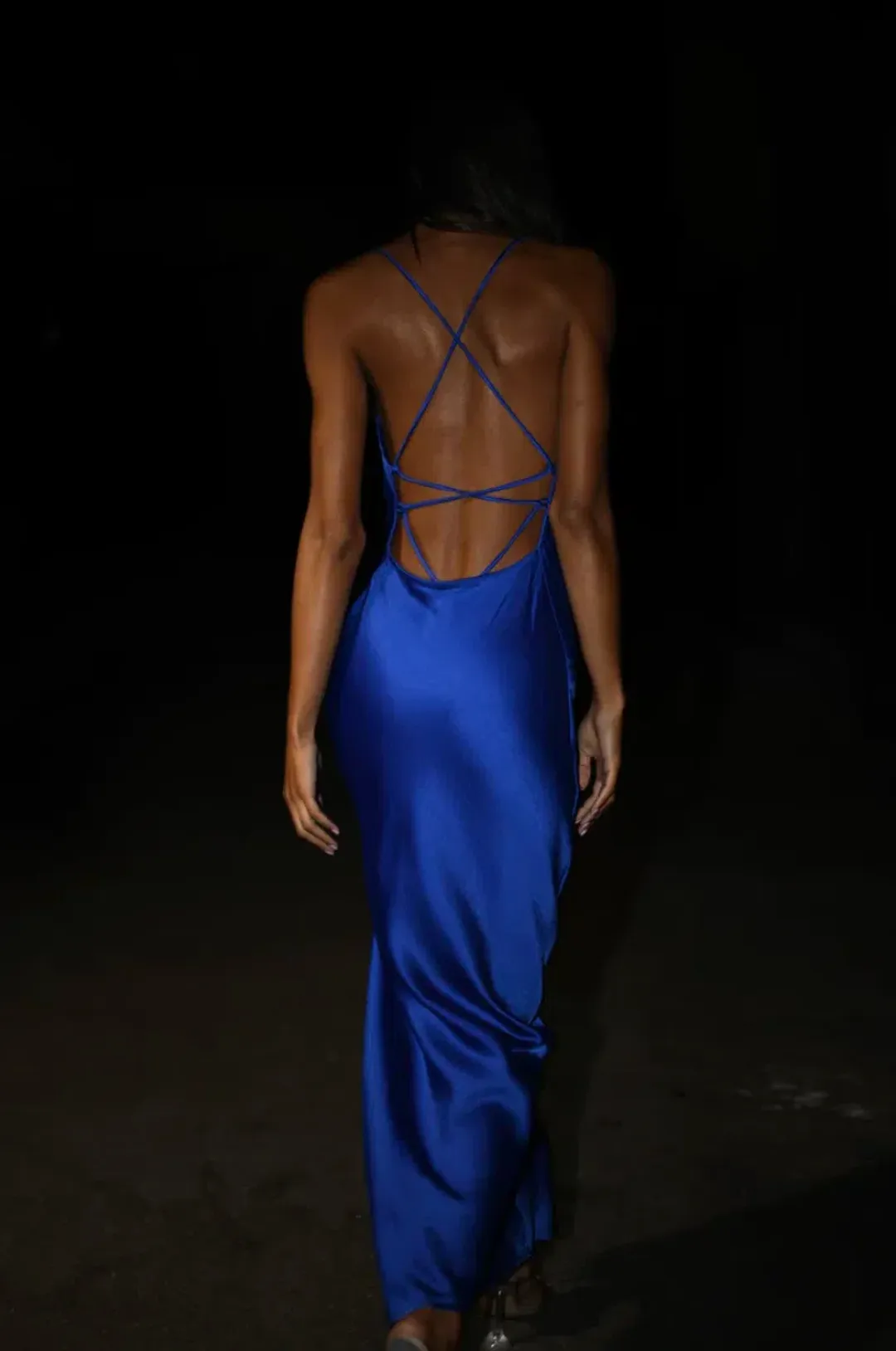 MESHKI Sydney Straight Neck Slip Maxi Dress Cobalt Blue in Size M / AU 10 for rent on The Volte - main image