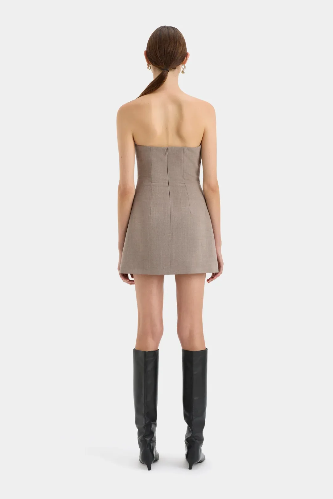 Sir the Label Leonardo Pleated Mini Dress Taupe Size 2 /Au 10  for rent on The Volte - main image