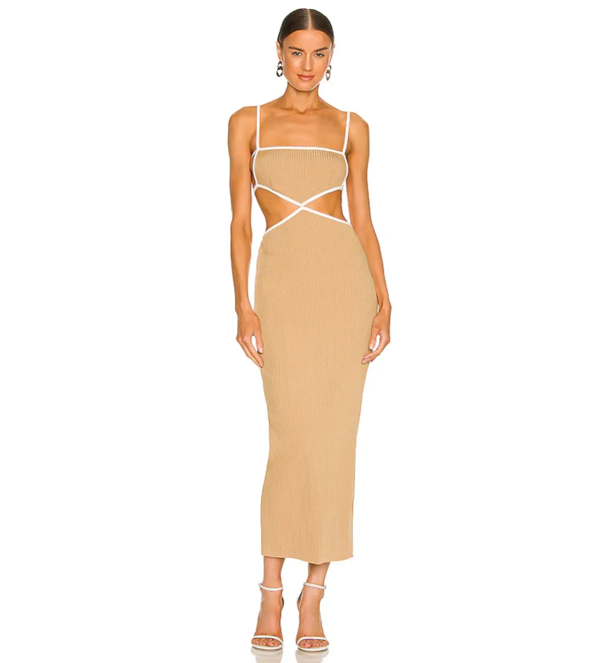 Bec & Bridge Coyote Midi Dress In Camel Size 12 for rent on The Volte - main image