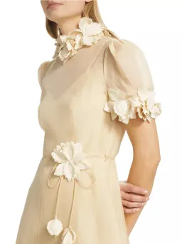 Zimmermann Luminosity Liftoff Flower Midi Dress Cream Size 0P / AU 6 for rent on The Volte - image 4