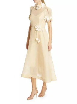 Zimmermann Luminosity Liftoff Flower Midi Dress Cream Size 0P / AU 6 for rent on The Volte - image 2