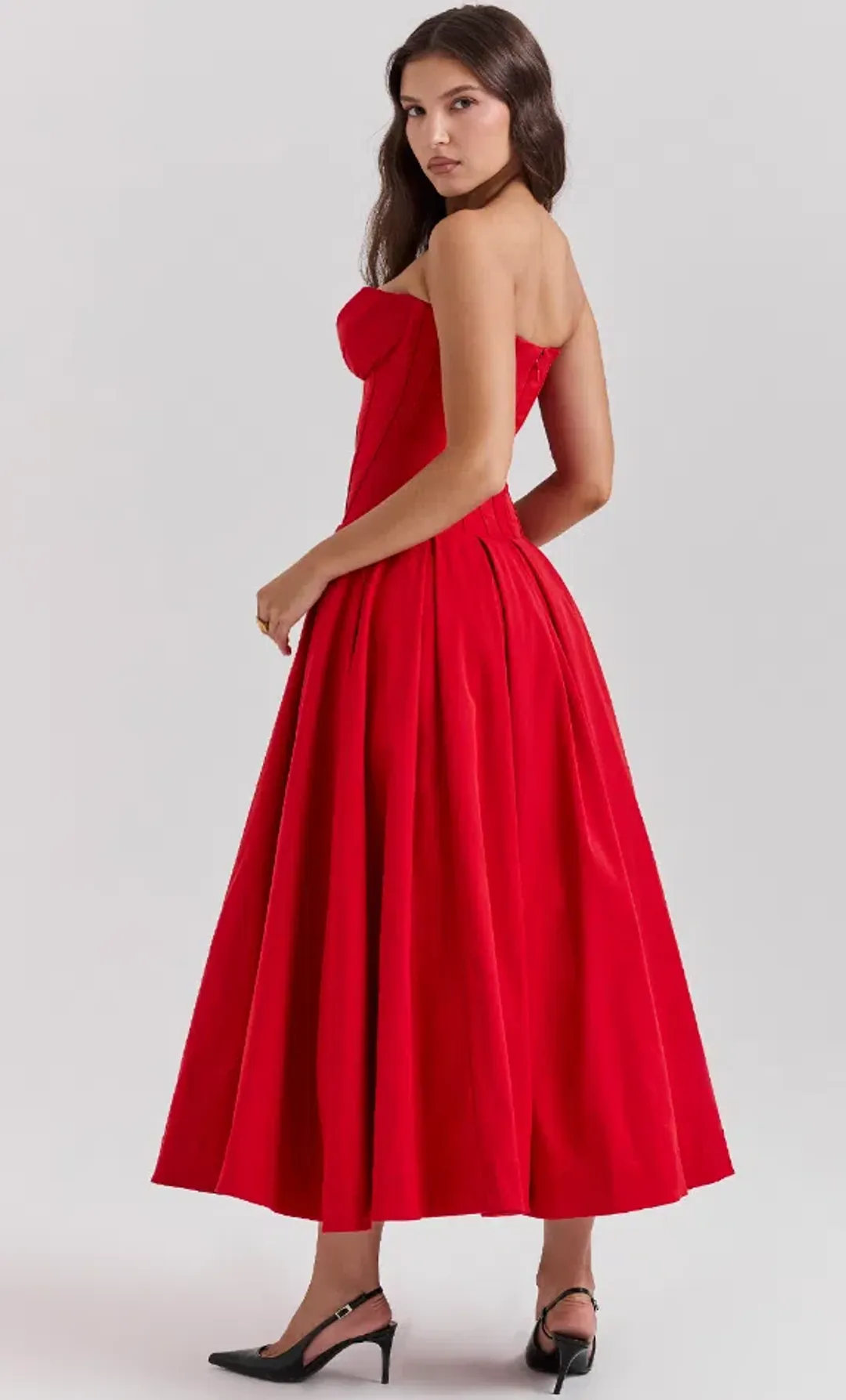 House Of CB Lady Strapless Midi Tulle Dress  Scarlet Size S/Au 8  for rent on The Volte - main image