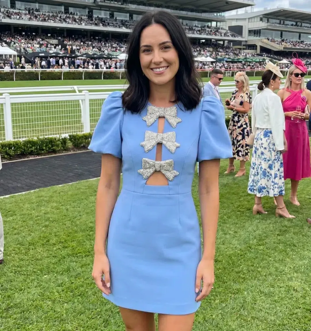 Rebecca Vallance Juliana Puff Sleeve Mini Dress Blue  for rent on The Volte - main image