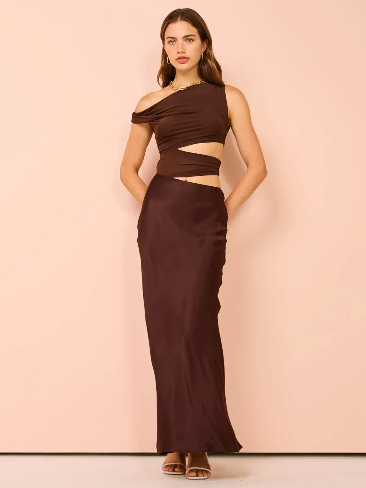 Bec & Bridge Ophelia Maxi Dress In Cocoa Size 10 for rent on The Volte - main image