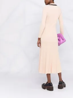 Sandro Alexandrine Ribbed Knit Midi Dress Beige Size 6 AU for rent on The Volte - image 3