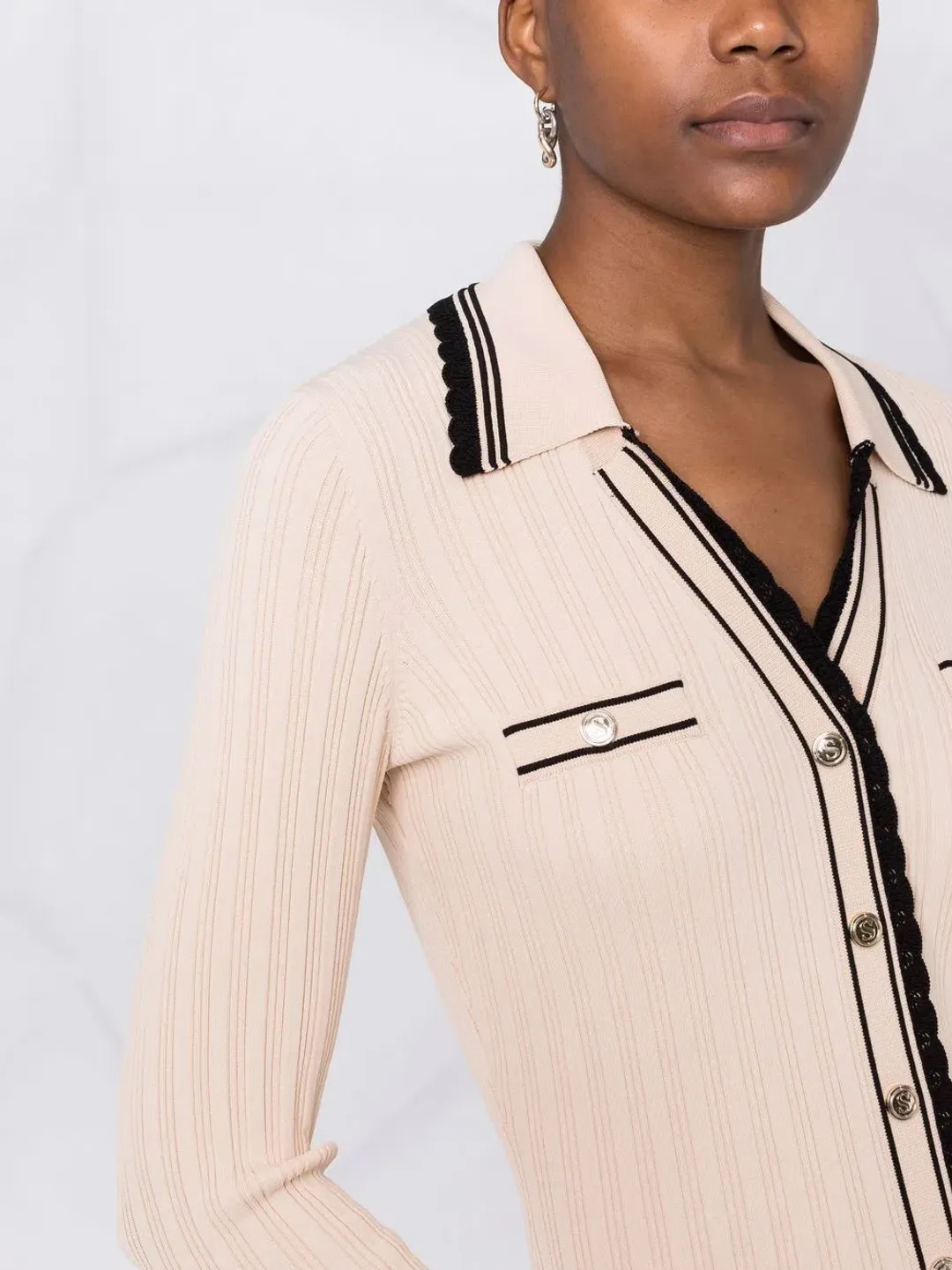 Sandro Alexandrine Ribbed Knit Midi Dress Beige Size 6 AU for rent on The Volte - main image