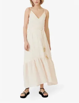Maje Rolio Strappy Woven Maxi Dress Ecru Cream Size 34 / AU 6 for rent on The Volte - image 2