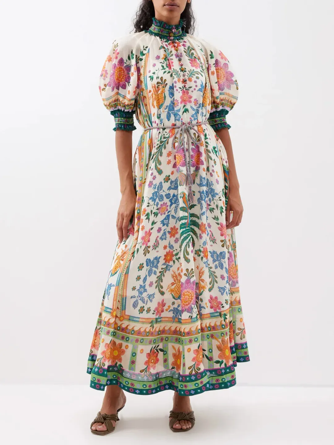 Zimmermann Ginger Swing Maxi Dress Cream Multi Size 3 / AU 14 for rent on The Volte - main image