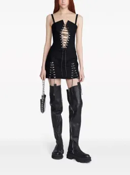 Dion Lee Hiking Laced Mini Dress Black Size 10 for rent on The Volte - image 1