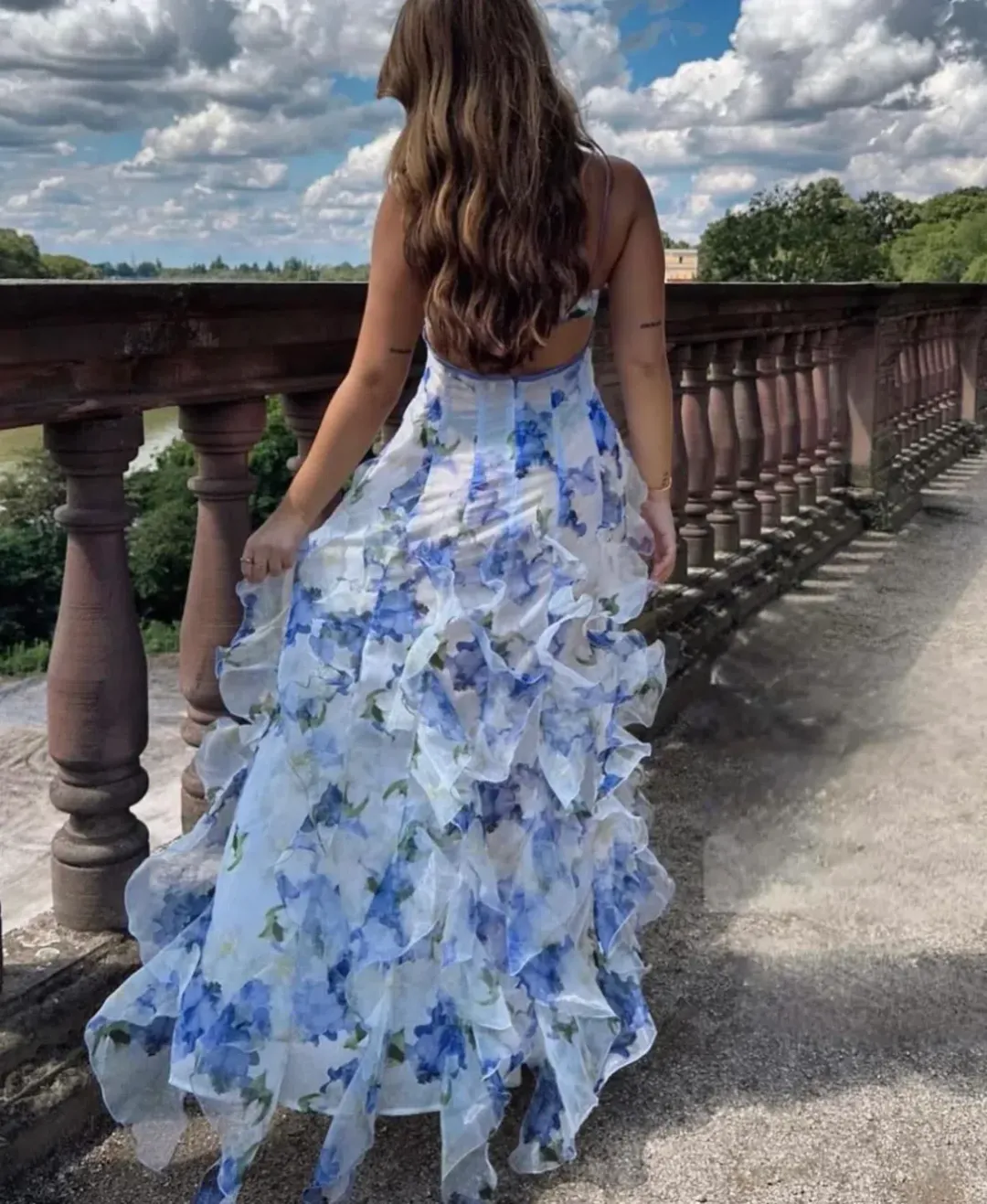 Menti Santorini Iris Gown in Floral Size S / AU 8 for rent on The Volte - main image