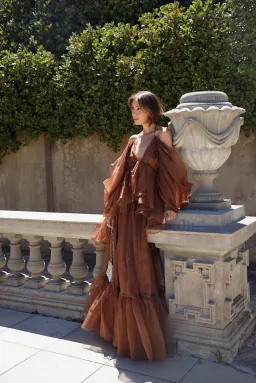 Zimmermann Natura Billow Top & Skirt Set Brown Size 0 / AU 8  for rent on The Volte - image 2