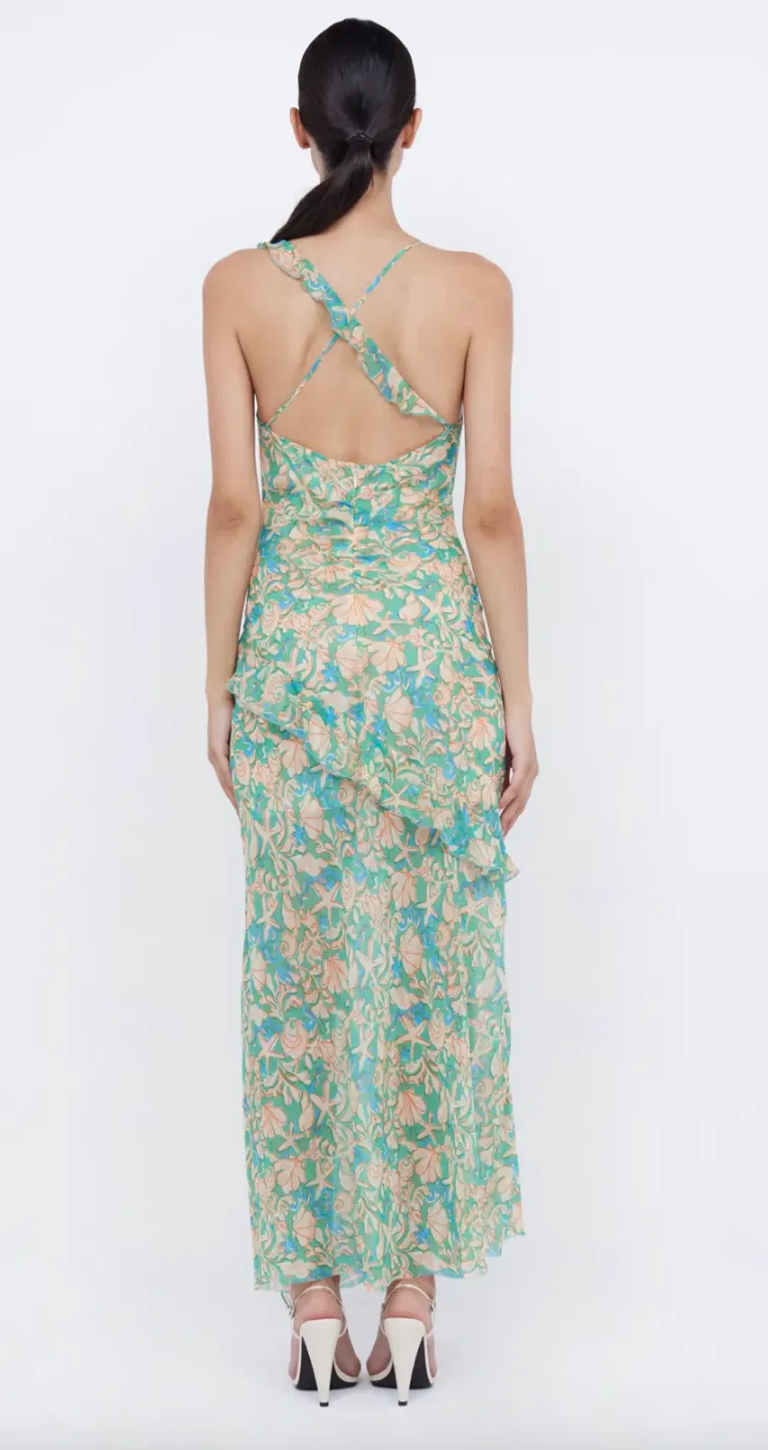 Bec & Bridge Oasis Frill Maxi Dress Under The Sea Print Size 6 for rent on The Volte - main image