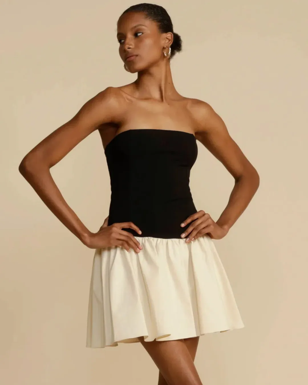 Arcina Ori Celine Mini Dress Black/White Size 6 for rent on The Volte - main image
