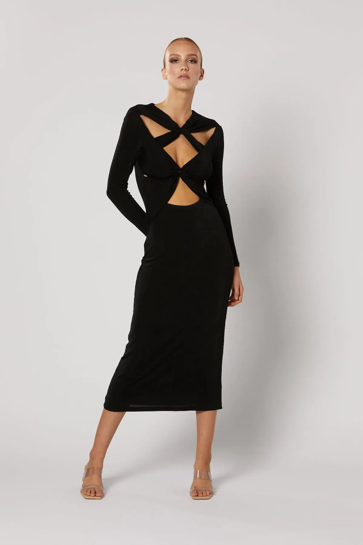 Winona Ithaca Cut Out Midi Dress Black Size S / AU 8 for rent on The Volte - main image
