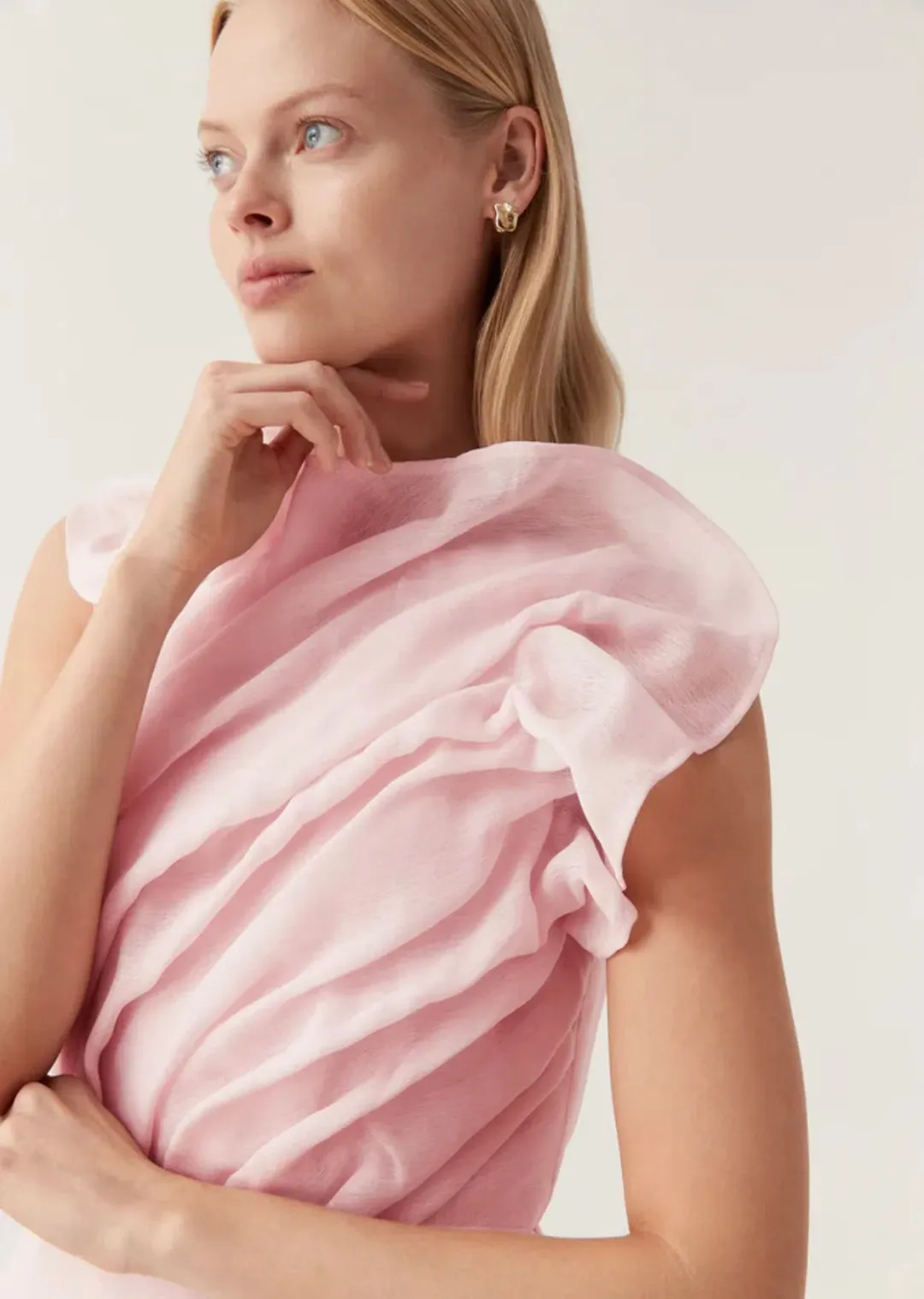 Aje Genesis Midi Dress in Soft Pink Size 14 for rent on The Volte - main image