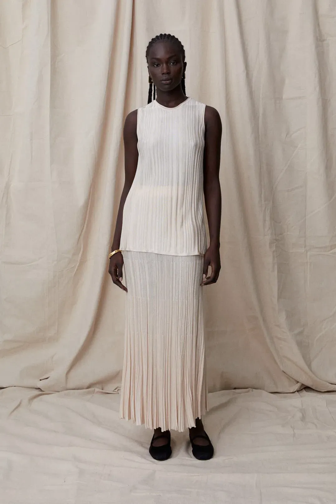 Blanca Adelina Top and Skirt Set Cream Size 8 for rent on The Volte - main image