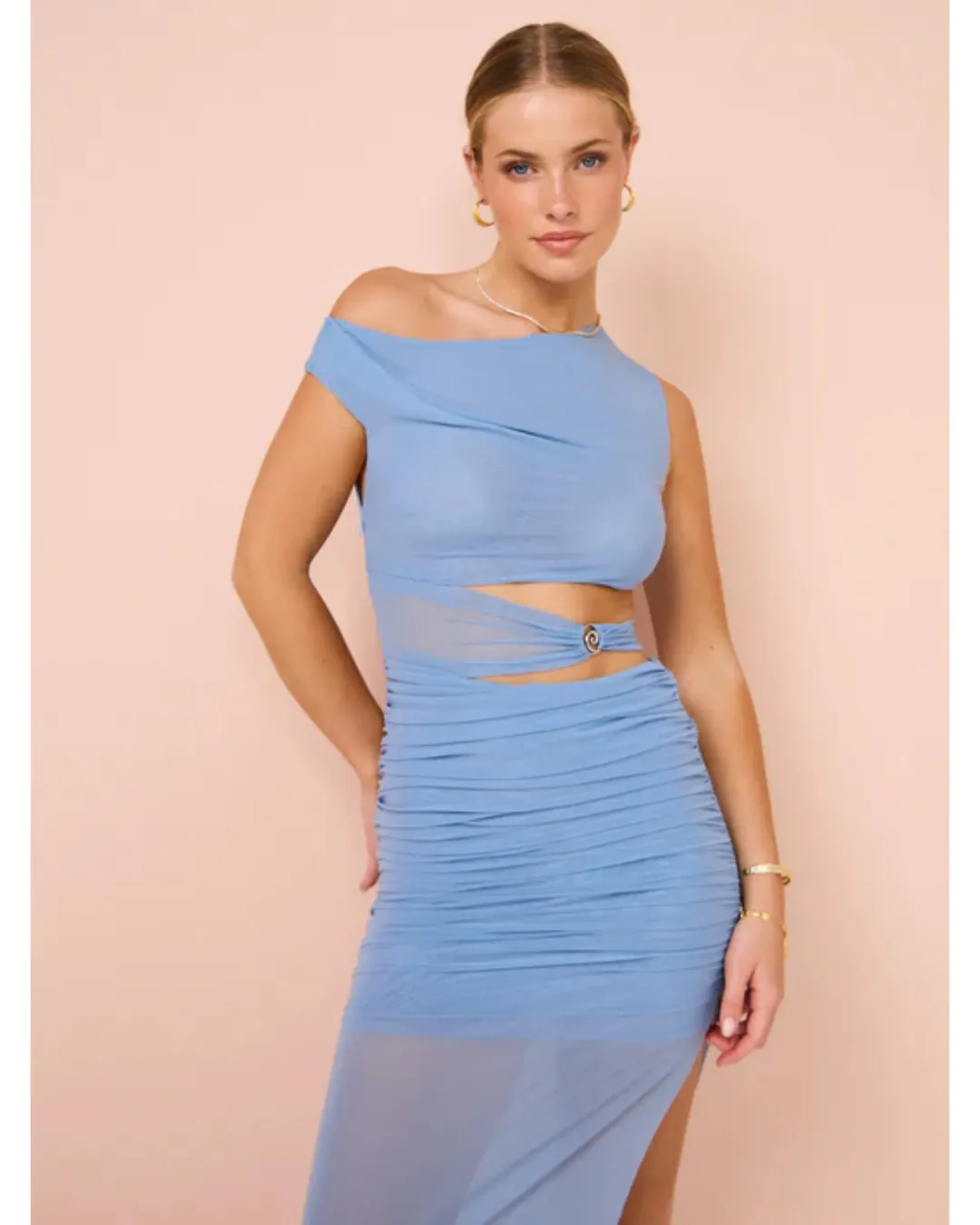 Bec & Bridge Whorl Asym Maxi Dress in Meridian Blue Size AU 6 for rent on The Volte - main image